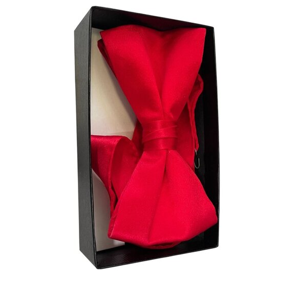 Lord West Red Silk Cummerbund Bow Tie Set Formal Tuxedo Wedding Prom Classic - Picture 3 of 7